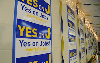 Santa Clara Measure J Yes on Jobs sign